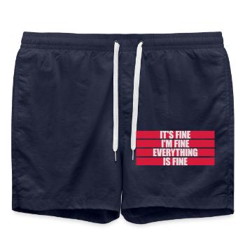 everything is fine quote - Swim Trunks - french navy - Front - AI Model Male 185 light (185cm)