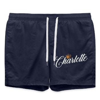 Charlotte Custom Name for Women Kids Toddlers - - Swim Trunks - french navy - Front - AI Model Male 185 light (185cm)
