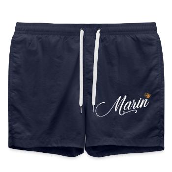Marin Nom personnalisé pour les femmes Enfants Tout-petits - Marin - Short de bain - bleu marine - Devant - AI Model Male 185 light (185cm)