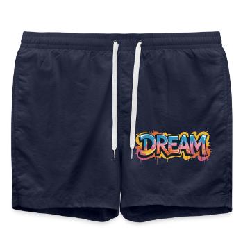 Un design de graffiti DREAM plein de couleurs et de motivation - Short de bain - bleu marine - Devant - AI Model Male 185 light (185cm)