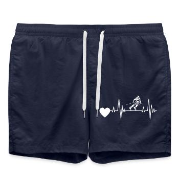 Ski Heartbeat Skis ECG Skiing Pulse Skier - Swim Trunks - french navy - Front - AI Model Male 185 light (185cm)