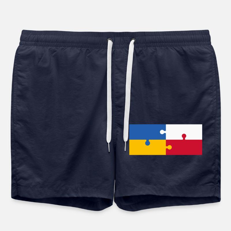 Ukraine Poland Flag Puzzle - Swim Trunks - french navy