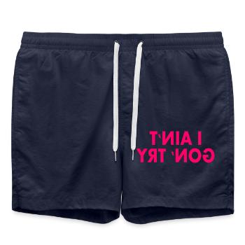i aint gon try - Swim Trunks - french navy - Front - AI Model Male 185 light (185cm)