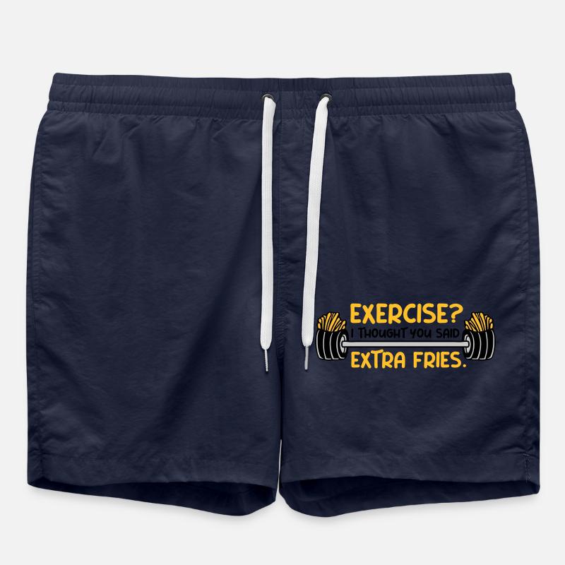 Exercise Extra Fries Quote - Swim Trunks - french navy