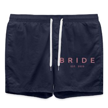 Bride Est. 2023 Fiançailles Douche nuptiale Mariage - Short de bain - bleu marine - Devant - AI Model Male 185 light (185cm)