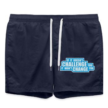Workout Fitness Motivation Zitat - Badeshorts - French Navy - Vorne - AI Model Male 185 light (185cm)
