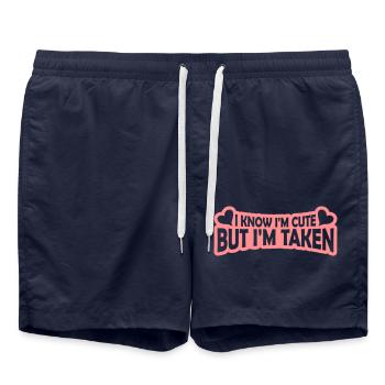 cute but taken quote - Swim Trunks - french navy - Front - AI Model Male 185 light (185cm)
