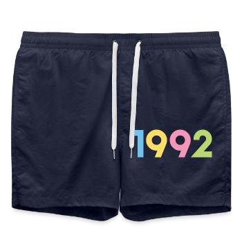 Année 1992, 30 ans, cadeau de 30e anniversaire - Short de bain - bleu marine - Devant - AI Model Male 185 light (185cm)