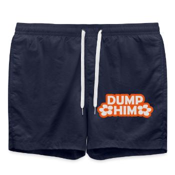 dump him quote logo - Swim Trunks - french navy - Front - AI Model Male 185 light (185cm)