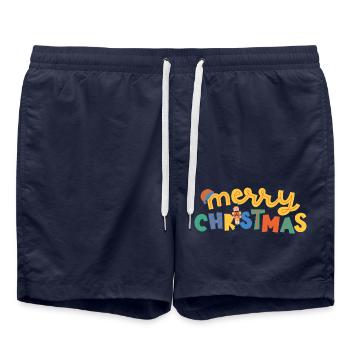 MERRY CHRISTMAS - Short de bain - bleu marine - Devant - AI Model Male 185 light (185cm)
