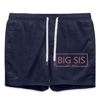 Big Sis Est. 2023 Pregnancy Promoted To Big Sister - Swim Trunks - french navy - Front - AI Model Male 185 light (185cm)