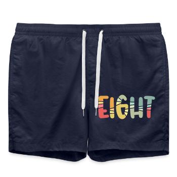 Acht-8-jähriger Geburtstag, 8-jähriges Jubiläum - Badeshorts - French Navy - Vorne - AI Model Male 185 light (185cm)
