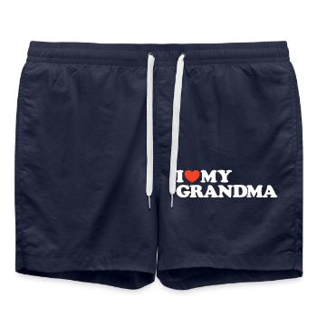 I love my grandma heart shirt - Swim Trunks - french navy - Front - AI Model Male 185 light (185cm)