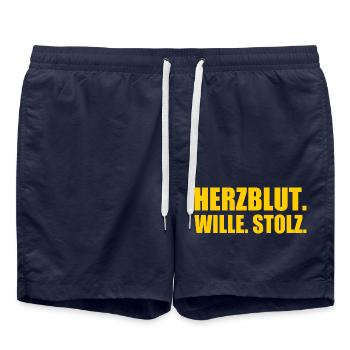 Herzblut wille stolz - Badeshorts - French Navy - Vorne - AI Model Male 185 light (185cm)