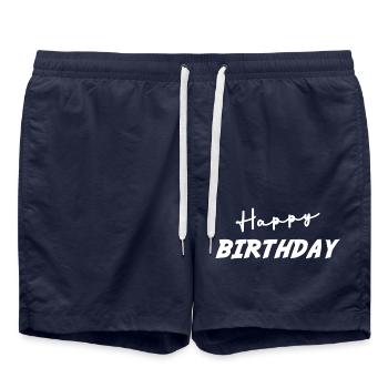 HAPPY BIRTHDAY. HAPPY BIRTHDAY. ANNIVERSARY. - Swim Trunks - french navy - Front - AI Model Male 185 light (185cm)