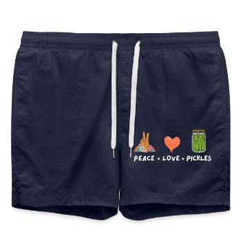 Paix, Amour Et Cornichons Amoureux De La Nourriture Vintage - Short de bain - bleu marine - Devant - AI Model Male 185 light (185cm)