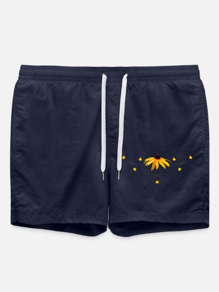 Coneflower yellow flowers - Swim Trunks - french navy