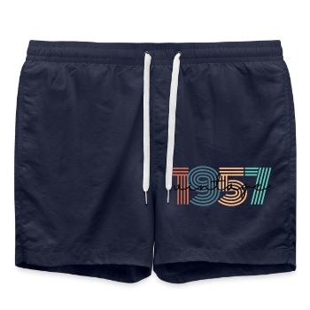 1957 vintage rétro - Short de bain - bleu marine - Devant - AI Model Male 185 light (185cm)