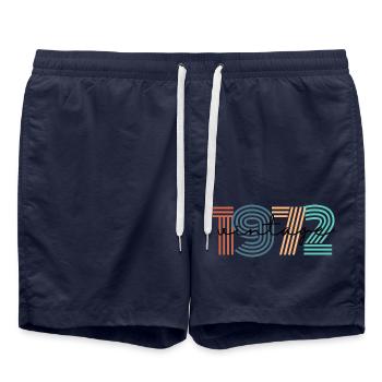 1972 Vintage Retro - Swim Trunks - french navy - Front - AI Model Male 185 light (185cm)
