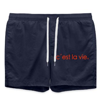 Ces ́t la vie Dire Gift Language - Short de bain - bleu marine - Devant - AI Model Male 185 light (185cm)
