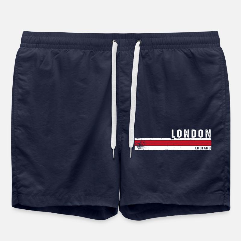 London England Vintage Heritage Design Souvenir - Swim Trunks - french navy