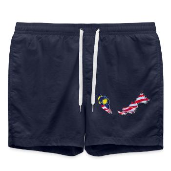 Malaysia flag in the map of Malaysia - Swim Trunks - french navy - Front - AI Model Male 185 light (185cm)