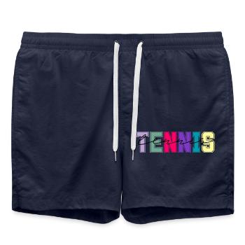 Tennis colors - tennis lover gift - Swim Trunks - french navy - Front - AI Model Male 185 light (185cm)