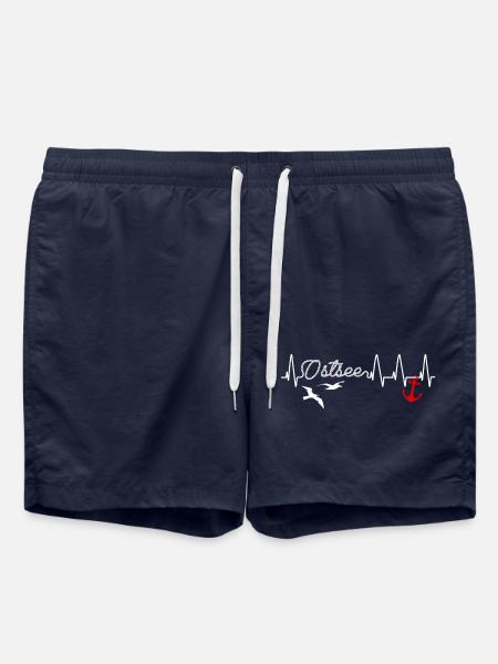 Ostsee Liebe Herzschlag Heartbeat Anker - Badeshorts - French Navy