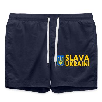 Slava ukraini - Short de bain - bleu marine - Devant - AI Model Male 185 light (185cm)