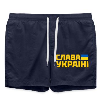 Slava ukraini - Short de bain - bleu marine - Devant - AI Model Male 185 light (185cm)