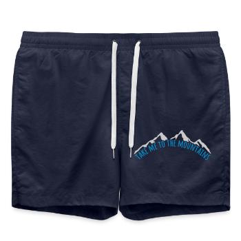 To the mountains quote - Swim Trunks - french navy - Front - AI Model Male 185 light (185cm)