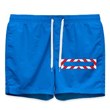 Frame Red White Note Warning Construction Site - Swim Trunks - cobalt blue - Front
