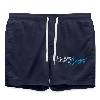 Happy Camper Camping Design - Badeshorts - French Navy - Vorne - AI Model Male 185 light (185cm)
