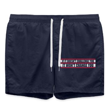 Séance d’entraînement Fitness Motivation Citation - Short de bain - bleu marine - Devant - AI Model Male 185 light (185cm)