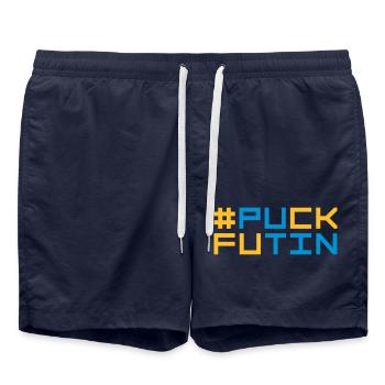 puck futin logo design - Swim Trunks - french navy - Front - AI Model Male 185 light (185cm)