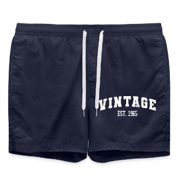 Vintage Est. 1965 58th Birthday Men Women 58 Years - Swim Trunks - french navy - Front - AI Model Male 185 light (185cm)