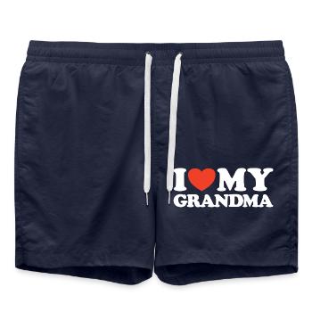 I love my grandma heart shirt - Swim Trunks - french navy - Front - AI Model Male 185 light (185cm)