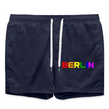 Berlin Arc-en-ciel Couleurs Gay Lesbienne Gay LGBT - Short de bain - bleu marine - Devant - AI Model Male 185 light (185cm)