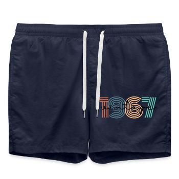 1967 vintage rétro - Short de bain - bleu marine - Devant - AI Model Male 185 light (185cm)