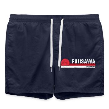 Fujisawa Japon Vintage Rétro Héritage japonais - Short de bain - bleu marine - Devant - AI Model Male 185 light (185cm)