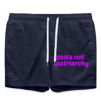 Pasta not patriarchy saying - Swim Trunks - french navy - Front - AI Model Male 185 light (185cm)