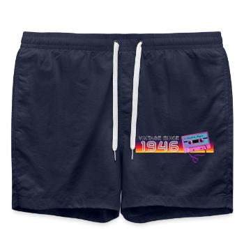 Vintage seit 1946 Nostalgik & Vintage Musik - Badeshorts - French Navy - Vorne - AI Model Male 185 light (185cm)