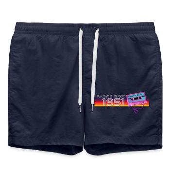 Retro Vintage 1951 Nostalgic Birthday Men Women - Swim Trunks - french navy - Front - AI Model Male 185 light (185cm)
