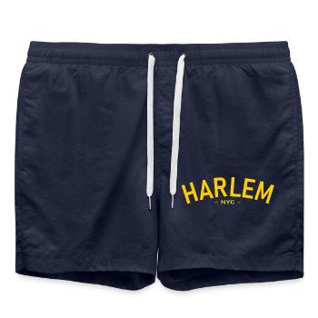 Harlem - NYC - New York - États-Unis - États-Unis - Short de bain - bleu marine - Devant - AI Model Male 185 light (185cm)