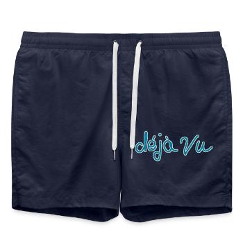 Déjà vu handwriting - Swim Trunks - french navy - Front - AI Model Male 185 light (185cm)