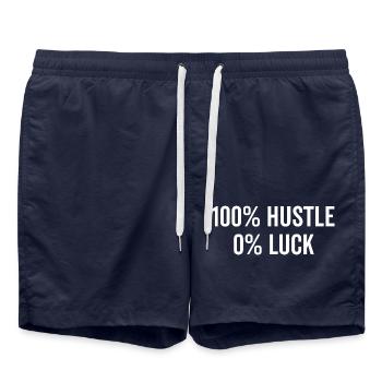 100% Hustle 0% Luck - Swim Trunks - french navy - Front - AI Model Male 185 light (185cm)