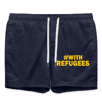 With refugees - Badeshorts - French Navy - Vorne - AI Model Male 185 light (185cm)