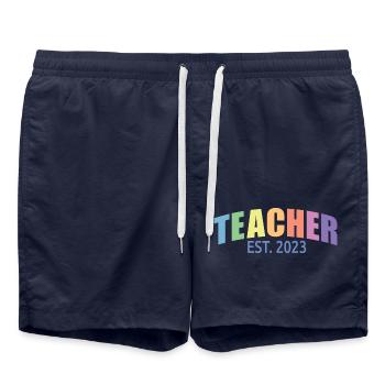 Enseignant Est. 2023 Diplôme d’enseignant Cadeau d’enseignant - Short de bain - bleu marine - Devant - AI Model Male 185 light (185cm)