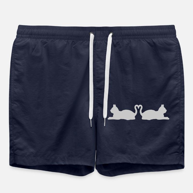 Tails Heart Shape Cats - Swim Trunks - french navy