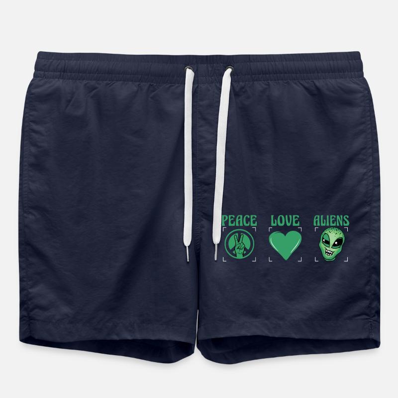Peace Love Aliens - Swim Trunks - french navy